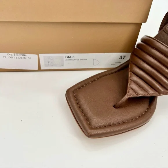 NWT Gia Borghini Women Coffee Brown Gia 8 Puffer Leather Sandals Heels EU37 US7 - Picture 13 of 15
